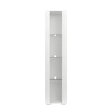 Yoluckea LED Floor Storage Cabinet with Double Doors, Glass Shelves and Cable Holes, Home Office Freestanding Curio Cabinet Display Rack Showcase Book Shelf (White4) Yoluckea