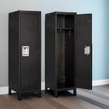 Anxxsu Metal Storage Locker, Lockable Employees Metal Locker with Door, 55" Height Steel Locker for Home, School, Office, Gym (Retro Black) Anxxsu