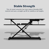 Vari Varidesk Pro Plus 36 Electric Standing Desk Converter – 11 Height Settings + Spring-Loader Lift, 2 Tier Design, Keyboard Tray – Fits Desktops 36” Wide x 26.5" Deep – Fully Assembled (Black) Vari