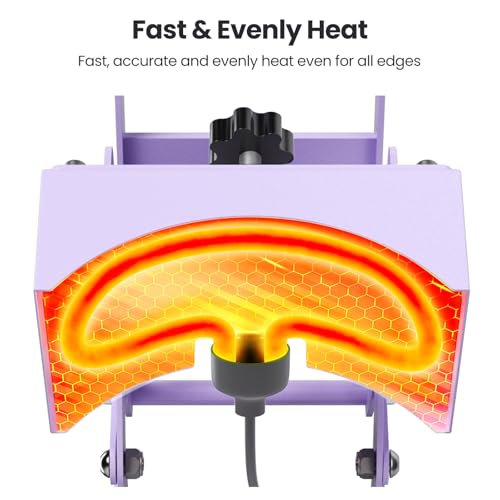 Hat Press Heat Machine for Caps with Precise Temp&Timer Control, Timer Auto Starter, Hat Heat Press with 2 Platens for Trucker Hat & HTV Iron on Vinyl, Sublimation Hat Press, Heat Transfer (Purple) EENOUR