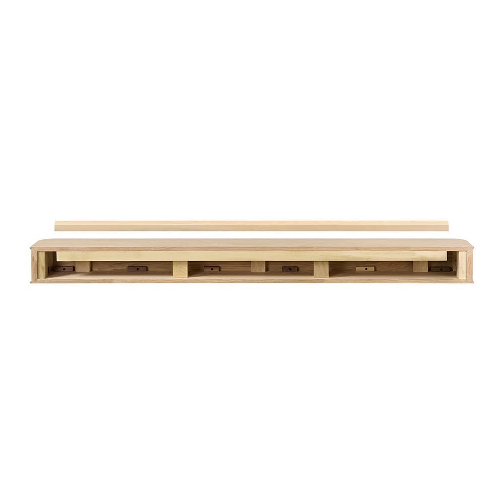 Modern Ember Alfama 60 Inch Fireplace Wood Mantel Shelf with Fluted “Reed” Details | Natural White Oak Wood | Unfinished | DIY Mounting Hardware Included | 60" W x 6" H x 8" D