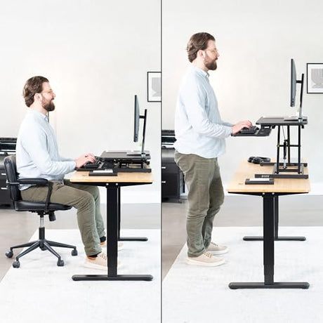 VIVO Height Adjustable 28 inch Stand Up Desk Converter, Quick Sit to Stand Tabletop Dual Monitor Riser Workstation, Black, DESK-V028S VIVO