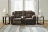 Signature Design by Ashley Frohn Modern Manual Double Reclining Loveseat with Console, Storage and Cup Holders, Dark Brown Signature Design by Ashley