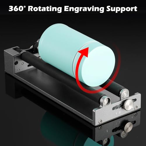 Carverall Rotary Roller with Bracket, Y-axis Rotary Roller 360° Rotation for Cylindrical Objects, Tumbler, Cups, Bottles, Pens, Wine, Laser Rotary Aattachment for Carverall Laser Engraver and Cutter Carverall