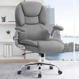 IWMH Executive Office Chair, Ergonomic Big and Tall Computer Desk Chair, High Back with Padded Flip-up Armrest, Lumbar Support Swivel Rolling Chair Grey IWMH