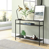 Henn&Hart 42" Wide Rectangular Console Table with Metal Shelves in Blackened Bronze, Entryway Table, Accent Table for Living Room, Hallway Henn&Hart