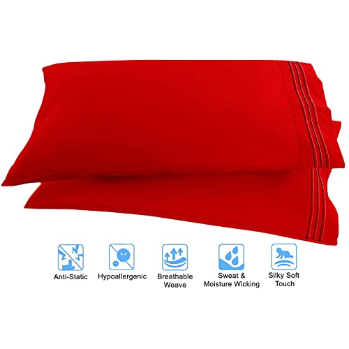 Elegant Comfort 1500 Thread Count Wrinkle & Fade Resistant Egyptian Quality 4-Piece Bed Sheet Set Ultra Soft Luxurious Set includes Flat Sheet, Fitted Sheet and 2 Pillowcases, Twin, Exotic Red Elegant Comfort