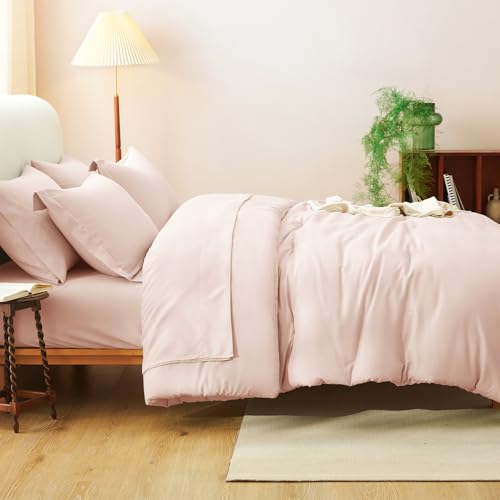 CozyLux Full Size Comforter Sets Blush Pink, 7 Pieces Bed in a Bag Full Comforter Set with Sheets, Luxury Bedding Set with Down Alternative Comforter, Fitted Sheet, Flat Sheet, Pillowcases & Shams CozyLux