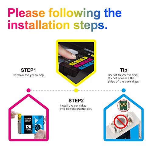 Uniwork Remanufactured 126 Ink Cartridges Replacement for Epson 126 T126 use for Workforce 435 520 545 635 645 WF-3520 WF-3530 WF-3540 WF-7010 WF-7510 WF-7520 Stylus NX430 Printer 5 Pack