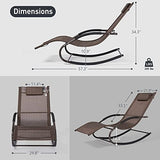mansion home Lounge Chairs, Chaise Lounges with Detachable Pillow for Patio, Lawn, Pool, Outdoor Lounge Chairs Set of 2, Brown