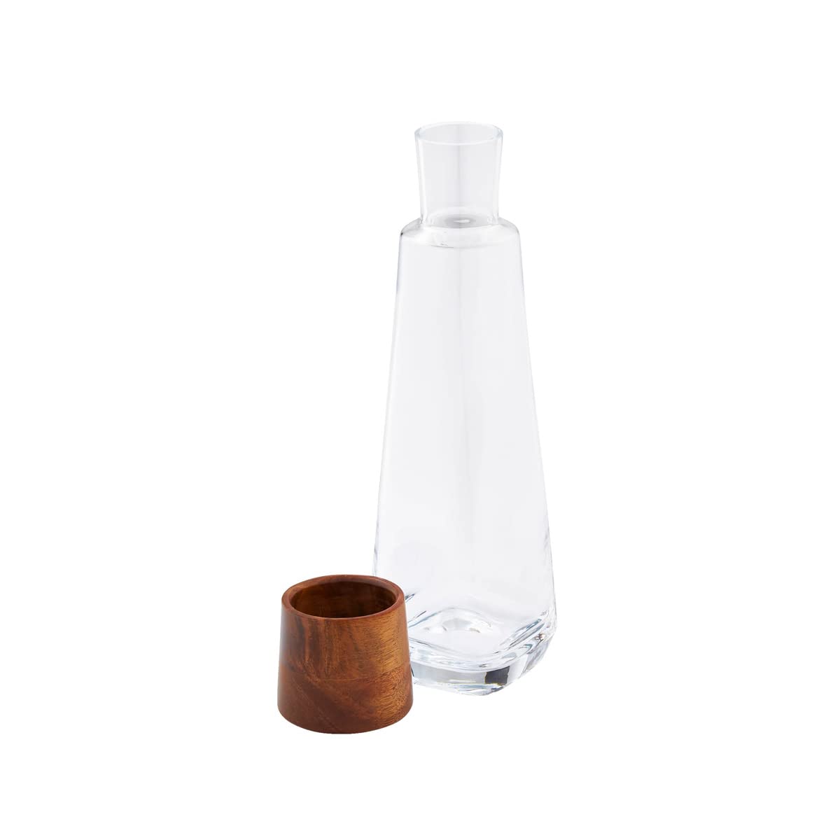 nambe Vie Decanter with Stopper | 12-Inch | Decanter for Whiskey, Wine, Liquor | Made of Glass and Acacia Wood | Contemporary Glass Barware | Dishwasher Safe Nambe