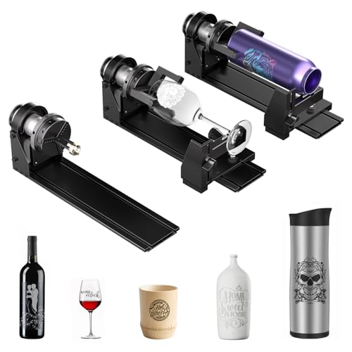 Longer Rotary Extension for Ray5 Series， B1 Series, Other Frame Engraving Machines (Must with 12 Pcs Riser), Y-axis Rotary Roller for Engraving Cylindrical Objects, Wine Glass, Tumbler Longer