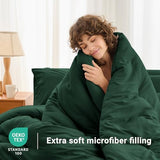 MUXHOMO 7 Pieces Queen Comforter Set, Soft Bed in a Bag Queen Size, All Season Bedding Set with Comforter, Flat Sheet, Fitted Sheet, Pillowcases & Shams, Dark Emerald Green