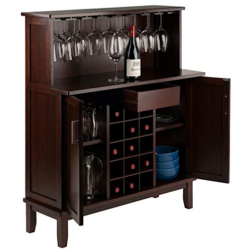 Winsome Beynac Bar Cappuccino Wine Cabinet - WoodArtSupply