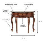 Touch of Class Traditional Delegato II Natural Cherry Classic Wooden Console Table - Handcrafted Wood - Victorian Style - Decorative Regal Furniture - Half Circle Moon Shape - Elegant Display Touch of Class