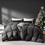 Saisier Grey Goose Feather Down Comforter Queen Size, Premium All Season Duvet Insert, 750+ Fill Power 1200TC Cotton Blend Fabric Hotel Style Comforter, 42 Oz Lightweight (90x90, Dark Grey) Saisier