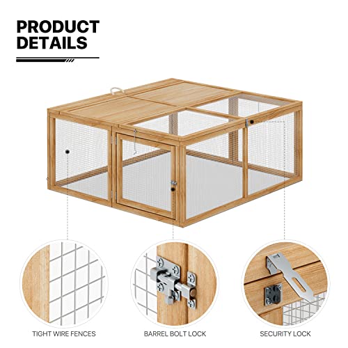 MoNiBloom Portable Chicken Run Rabbit Hutch Folding Chicken Cage Hen Coop for Indoor/Outdoor, Top and Side Opening Doors Small Animal Pet Playpen No Assembly Required Poultry Cage 45.5 x 42.5 - WoodArtSupply