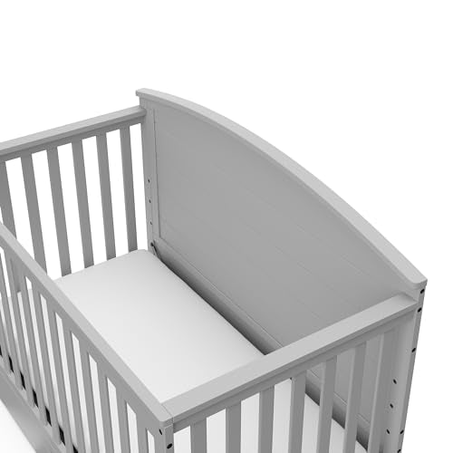 Graco Bellwood 5-in-1 Convertible Crib with Drawer (Pebble Gray) - GREENGUARD Gold Certified, Full-Size Storage Drawer, Converts to Toddler Bed and Full-Size Bed STORK CRAFT