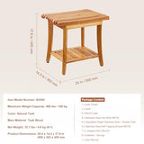 VEVOR Teak Shower Bench, 20in Waterproof Wood Shower Stool with Storage Shelf Non-Slip Foot Pads, 400 lbs Load Capacity Shower Chair Seat, for Bathroom Indoor and Outdoor Use VEVOR