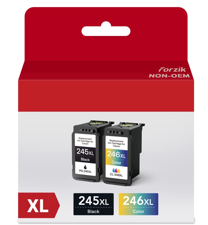 Forzik Remanufactured Ink Cartridge Replacement for Canon 245XL 246XL Black and Tri-color 2 Pack