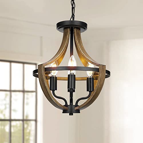 WOAEKR 13.1" Modern Farmhouse Hanging Pendant Lighting, 4-Light Rustic Interior Flush Mount Ceiling Light Fixture, Vintage Chandelier for Hallway Foyer Dining Room Entryway Kitchen Island Bedroom