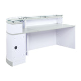 NBF Modern Reception Desk Counter Office Lobby Salon Retail Checkout Desk Curved 96" W x 31" D Driftwood Laminate nbf signature series