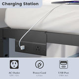 HAVONIZD Twin Size Bed Frame with LED Lights & Charging Station - 18 Inch Heavy Duty Metal Platform Bed Frame No Box Spring Needed, Easy Assembly, No Noise HAVONIZD