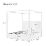 Merax Modern Luxury King Metal Canopy Bed with Tall Upholstered Headboard, Gold Four Poster Bed, No Box Spring Needed, Beige