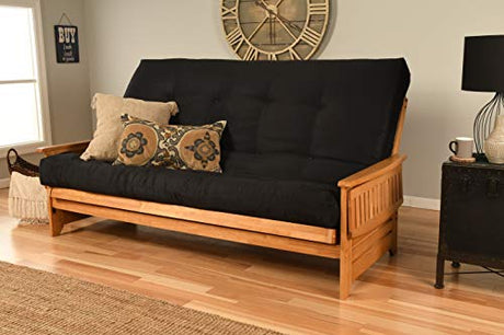Kodiak Furniture Phoenix Queen Size Futon Set in Butternut Finish, Suede Black Kodiak Furniture