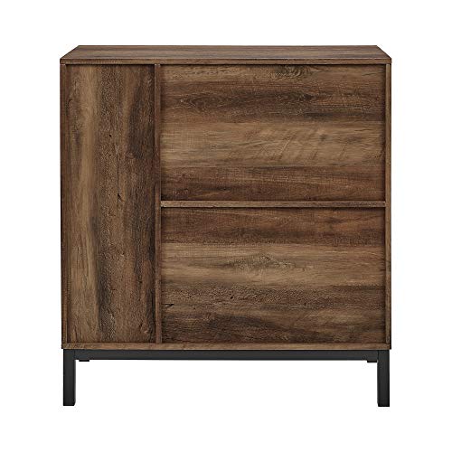 Walker Edison Industrial Modern Farmhouse Wood Buffet Sideboard-Living Room Entryway Serving Storage Cabinet Doors-Dining Room Console, 34 Inch, Rustic Oak - WoodArtSupply