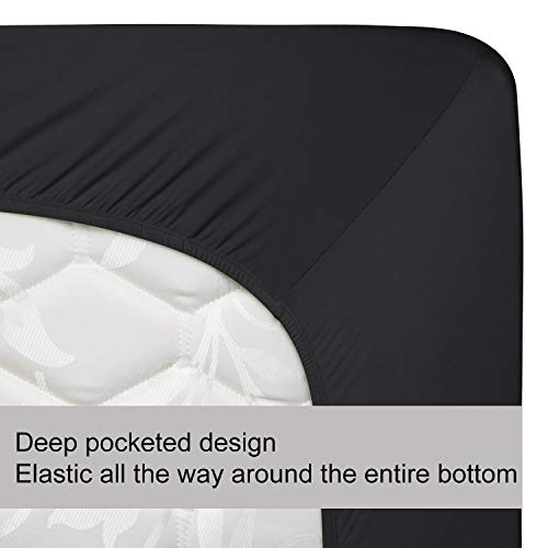 Stretch Twin Size Fitted Sheet Only - 4 Way Stretchy Jersey Knit, Snug Fit for Twin & XL Mattress(Standard/RV, Deep/Shallow), Non Slip, Cozy T-Shirt Soft & Comfortable - Dark Gray N&Y HOME