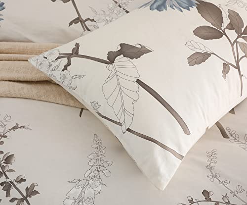 SLEEPBELLA Duvet Cover Queen Size, 600 Thread Count Cotton Botanical Flowers Pattern Printed Reversible Comforter Cover SLEEPBELLA