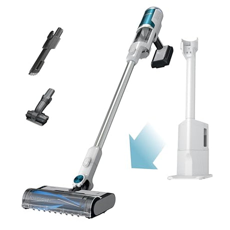 Shark Clean & Empty Cordless Stick Vacuum – Lightweight Cordless Vacuum with HEPA Filter, Portable, Rechargeable, Auto-Empty System, Stick Vacuum for Pet Hair, Carpets & Hardfloor, White, BU3521 Shark