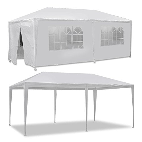F2C 10 x20 Outdoor Gazebo White Canopy with sidewalls Party Wedding Tent Cater Events Pavilion Beach BBQ (10'X20') F2C