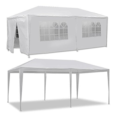 F2C 10 x20 Outdoor Gazebo White Canopy with sidewalls Party Wedding Tent Cater Events Pavilion Beach BBQ (10'X20') F2C