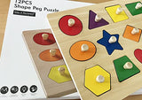 Dailyfunn Montessori Toy Shape Peg Puzzles Baby Puzzle 12-18-24 Months with Knob for Infant-Toddlers 1-3 D Dailyfunn