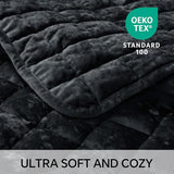 BEDELITE Velvet Quilt Set King Size - Luxury Velvet Comforter Bedding Set 3 Pieces, Soft Cozy Shiny Black Oversized Bedspread Coverlet for All Seasons with 2 Pillow Shams BEDELITE