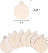 William Craft 100PCS 4" x 4.7" Inch DIY Wooden Christmas Ornaments Unfinished Predrilled Wood Slices Circles for Crafts Round Centerpieces Discs Holiday Hanging Decorations William Craft