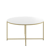 Flash Furniture Hampstead Collection Coffee Table - Modern White Finish Coffee Table - Crisscross Brushed Gold Frame Flash Furniture