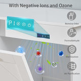 VECELO Double Tilt Out Kitchen Trash Bin Cabinet Dog Proof Garbage Can with Wood Holder Free Standing Recycling, White VECELO