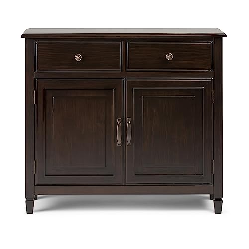 SIMPLIHOME Connaught SOLID WOOD 40 Inch Wide Traditional Entryway Storage Cabinet in Dark Chestnut Brown, For the Living Room, Entryway and Family SIMPLIHOME