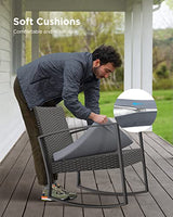 Aiho 3 Pieces Patio Furniture Set, Outdoor Wicker Furniture Set, Modern Rattan Rocking Chair Set with Coffee Table for Yard, Balcony, Poolside, Porch, Grey Aiho