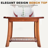 Jekruiet Teak Shower Chair Stool, 24 Inch Shower Bench Seat, Wooden Bathroom Bench with Storage Shelf for Adults, Elderly, Disabled Indoor & Outdoor Use Jekruiet
