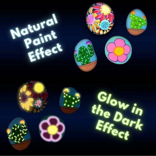 Spiggly Glow in The Dark Rock Painting Kit For Kids 6-12 | Arts and Crafts Painting Rocks for Kids | Kids Craft Paint Kits | Craft Activities Kits | Arts and Crafts Gifts for Boys Girls| Birt - WoodArtSupply