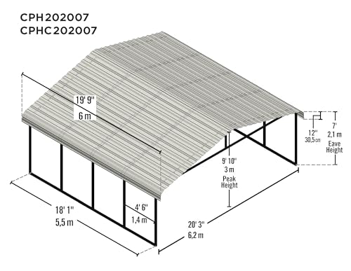 ARROW CPH202007, 20x20, Eggshell Carports, 20' x 20' - WoodArtSupply