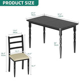 YITAHOME 5-Piece Dining Table Set for 4, Farmhouse Dining Room Table with Chairs Faux Leather Upholstered, Rectangular Kitchen Dinner Table Set for Small Spaces & Apartment, Black YITAHOME