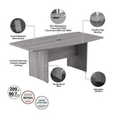 Bush Business Furniture Conference Table for 6-8 People with Wood Base | Boat Shaped 8 Foot Desk for Office Boardrooms and Training Rooms, 96W x 42D, Platinum Gray Bush Business Furniture