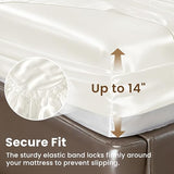 Love's cabin Full Size Satin Sheet Sets - 4 Piece Ivory Silky Sheet Set Full with Deep Pocket, Luxury Silk Feel Bed Sheets Full Bedding Set (1 Flat Sheet,1 Fitted Sheet,2 Pillow Cases) Love's cabin