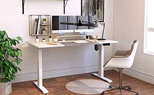 Homall Height Adjustable Electric Standing Desk, 55 x 28 Inches Stand Up Desk, Sit Stand Home Office Desk Computer Workstation with T-Shaped Metal Bracket (White) Homall
