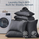 HEVUMYI King Comforter Set - 7-Piece All Season Bed in a Bag King, Ultra Soft Bedding Set with Comforter, Flat Sheet, Fitted Sheet, Pillowcases, Pillow Shams, Dark Grey HEVUMYI